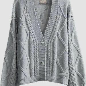 Taylor Swift TTPD Gray Cable Knit Sweater